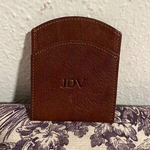 Col. Littleton No. 18 Front Pocket Wallet Brown Leather Card Holder Monogram JDV
